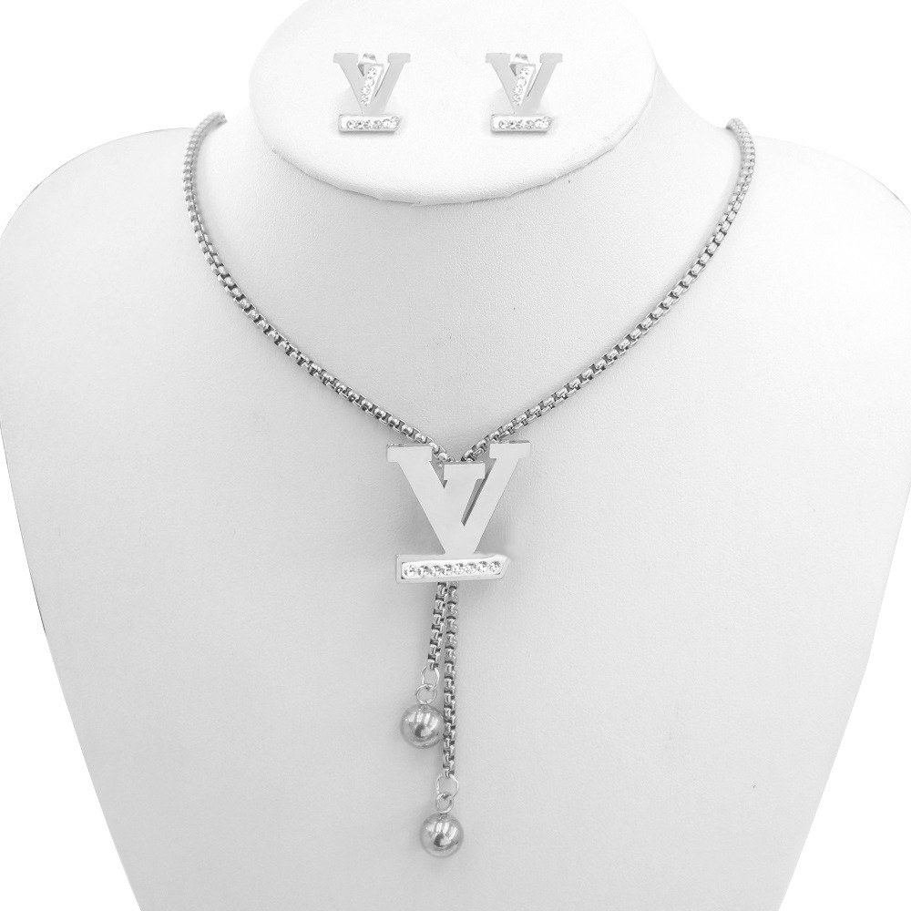 Acero Inoxidable De Joyas Inspired 18k Gold Plated Famous Brand Necklace Earrings Stainless Steel Jewelry Set For Women 