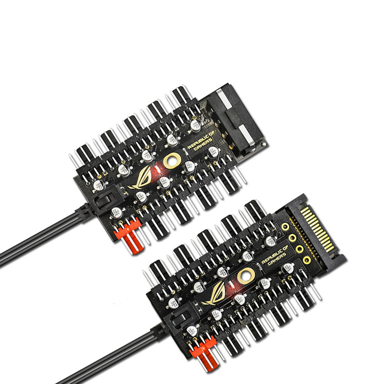 1 To 10 4 Pin Pwm Cooler Fan Hub Splitter Extension Pc Speed Control Board Sata Controller Adapter Computer Accessories 