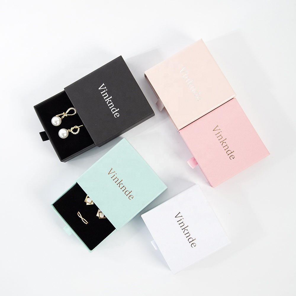 Vinknde New Fashion Paper Cardboard Earring Necklace Ring Packaging Gift Jewelry Crystal Storage Box With Logo Printed 