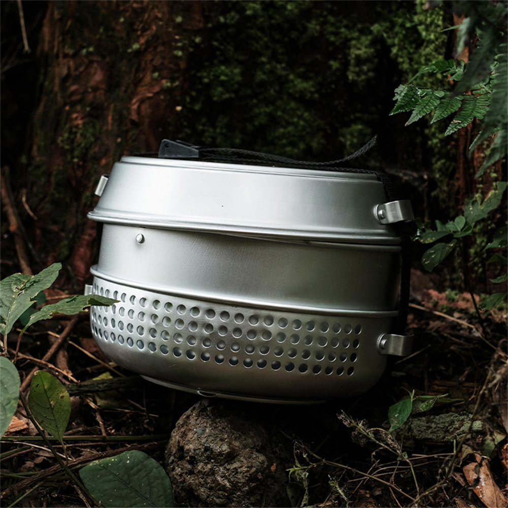 Outdoor Camping Storm Backpacking Alcohol Stove Picnic Portable Aluminum Alloy Folding Cooking Pot Set 