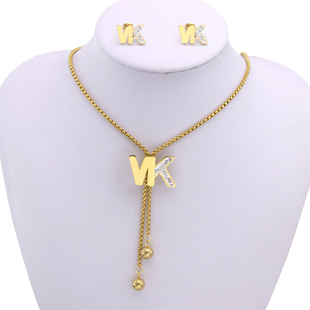 Acero Inoxidable De Joyas Inspired 18k Gold Plated Famous Brand Necklace Earrings Stainless Steel Jewelry Set For Women 