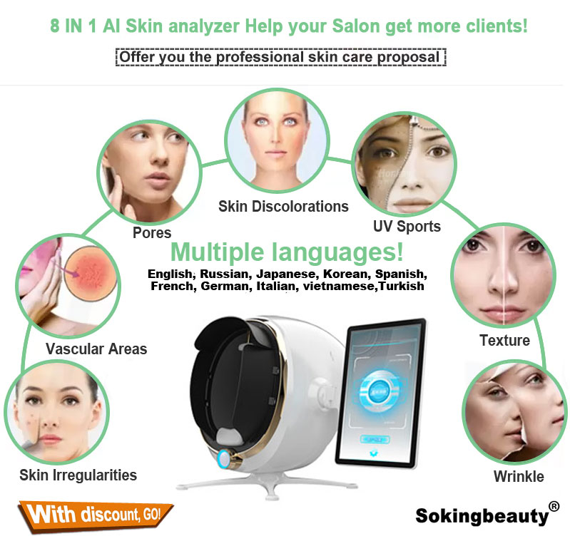 Hot Sale Products 21.5 Inc Pad 3d Magic Facial Face Hair Skin Analyzer Mirror Skin Analysis Machine For Analyze Skin Problems 