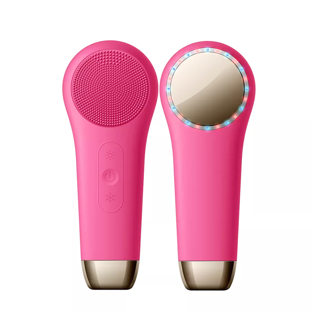 Professional Beauty Products Sonic Face Cleaner Cold Heat Photon Skin Care Face Massage Silicone Facial Cleansing Brush 