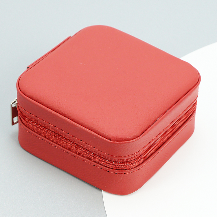 Custom Zipper Organizer Case Velvet Storage Box Waterproof Faux Leather Engraved Logo Luxury Jewelry Packaging Box With Logo 