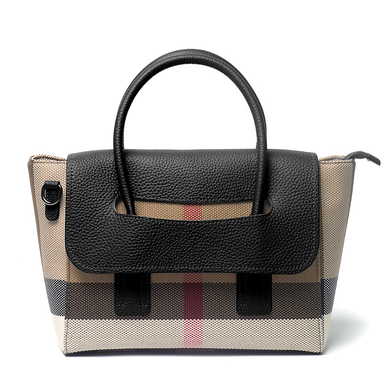 High Quality Travel Ladies Original Branded Bags Genuine Leather With Canvas Luxury Designer Women Handbag 