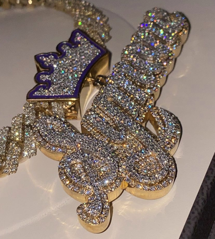 Hot Sale Vvs Moissanite Iced Out King Crown Letter Initial Name Jewelry Personalized Moissanite Custom Logo Pendants 