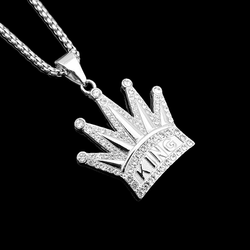 Wholesale Fashion Stainless Steel Pendant Jewelry Crystal Rhinestone Necklace Devil's Eye Pendant Hiphop For Men 