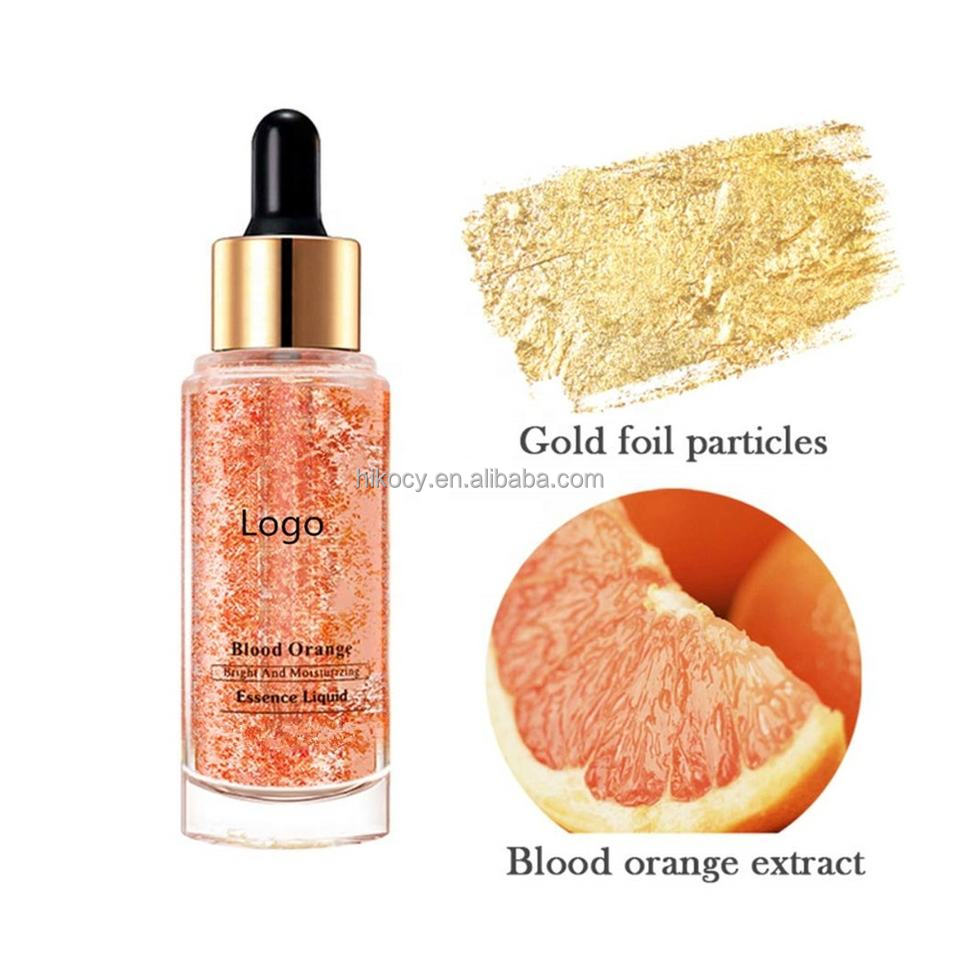 Oem Moisturizing Anti Wrinkle Blood Orange 24k Gold Foil Vitamin C Brighten Skin Care Serum Beauty Products Face Serum 