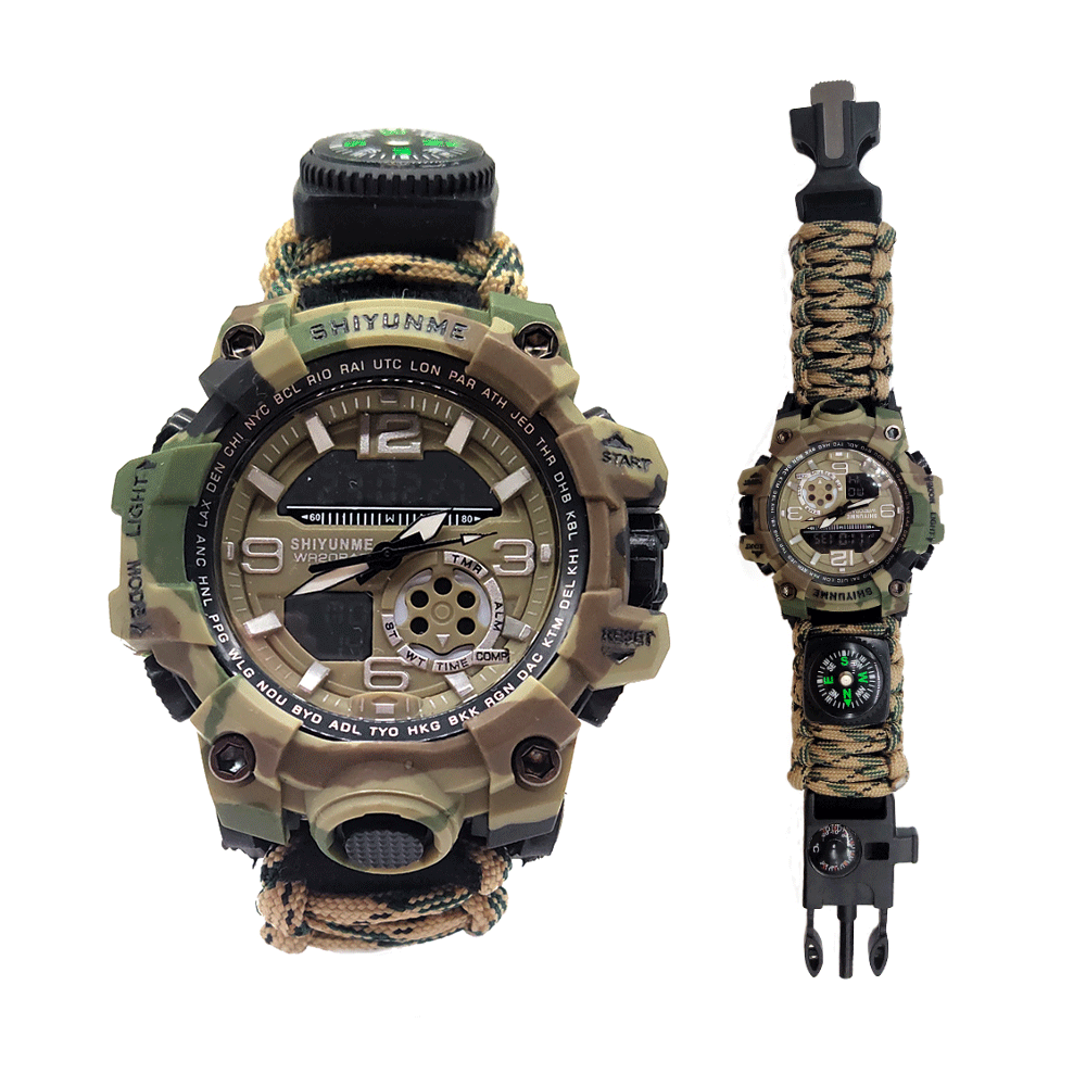 6-in-1 Men Sports Watches Analog Digital Led Electronic Quartz Wristwatches Waterproof Swimming Watch 