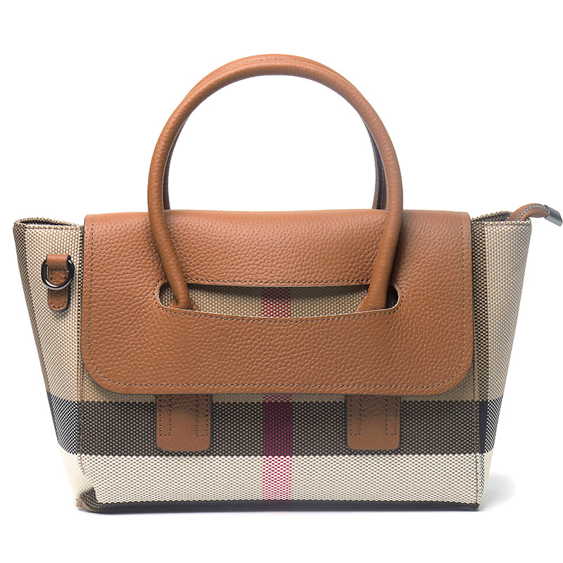 High Quality Travel Ladies Original Branded Bags Genuine Leather With Canvas Luxury Designer Women Handbag 
