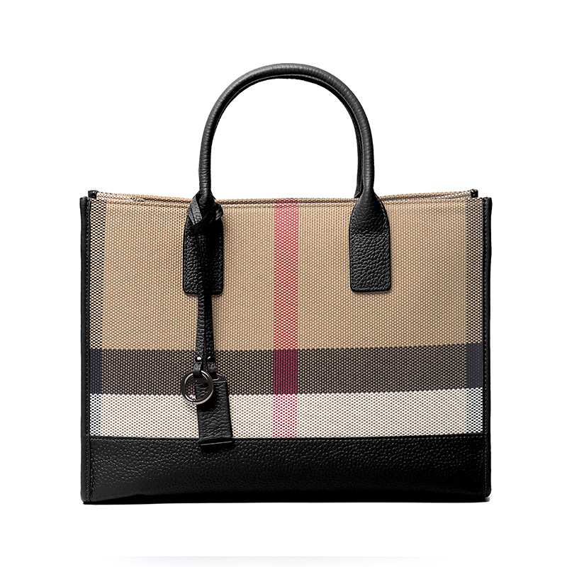 High Quality Travel Ladies Original Branded Bags Genuine Leather With Canvas Luxury Designer Women Handbag 