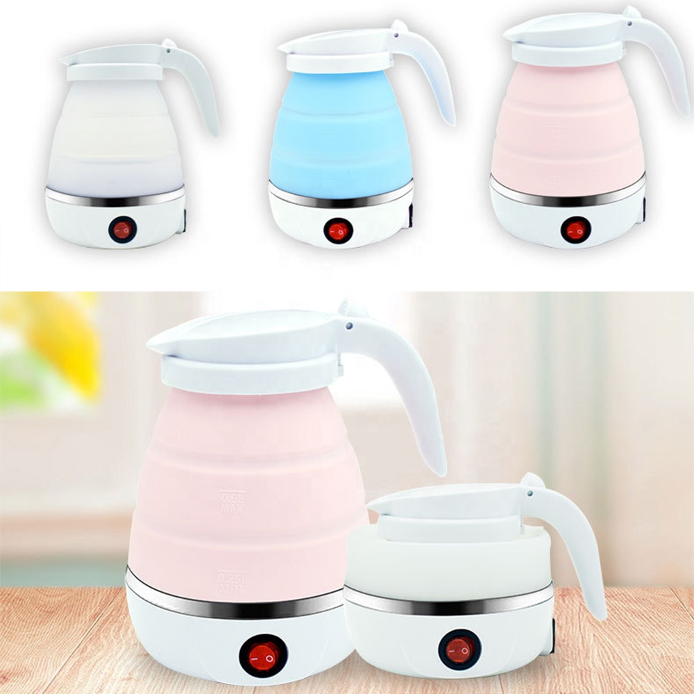Silicone Folding Electric Kettle Home Travel Hotel Portable Kettle Stainless Steel Kitchen Small Appliances 