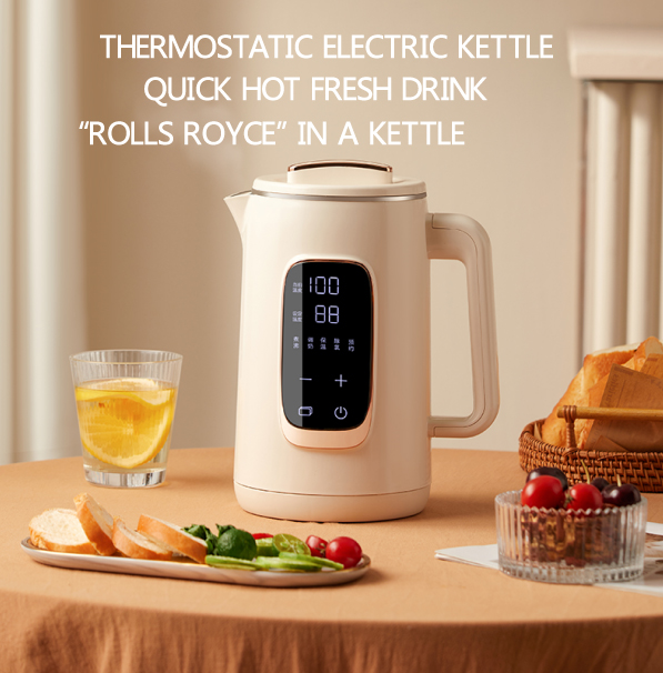 Hot Sales1.5l Capacity 304 Stainless Steel Inner Pot Double Shell Touch Screen For Home Appliances Electric Kettle 