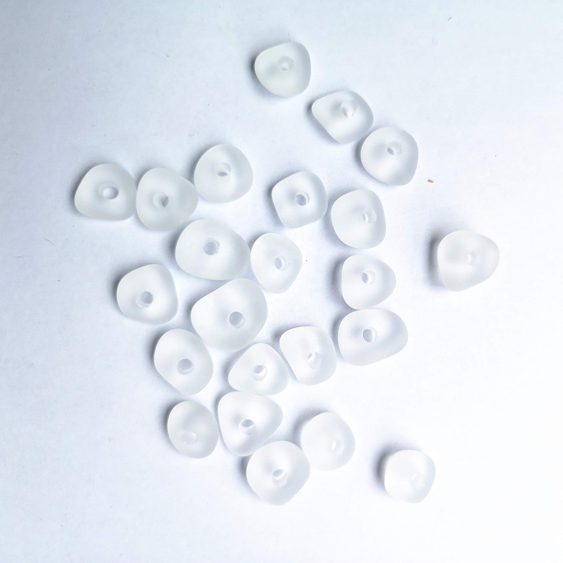 Drilled Matte Frosted Sea Glass Beads Pebble Beach For Jewelry Making Blue Cobalt Aqua Purple Blue Mix 