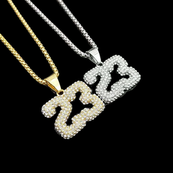 Wholesale Fashion Stainless Steel Pendant Jewelry Crystal Rhinestone Necklace Devil's Eye Pendant Hiphop For Men 