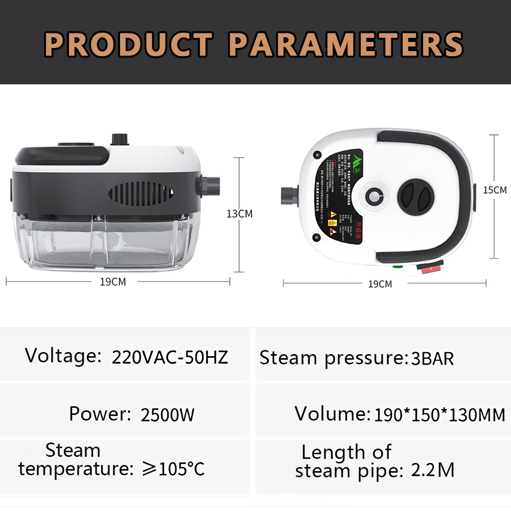 Mobile 2500w High Temperature Pressurized Home Appliances Steam Cleaner Handheld For Kitchen Toilet Car Air Conditioning 