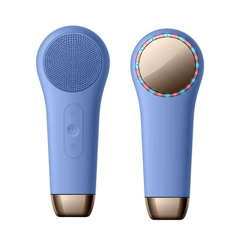 Professional Beauty Products Sonic Face Cleaner Cold Heat Photon Skin Care Face Massage Silicone Facial Cleansing Brush 