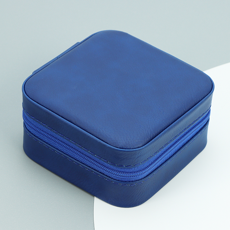 Custom Zipper Organizer Case Velvet Storage Box Waterproof Faux Leather Engraved Logo Luxury Jewelry Packaging Box With Logo 