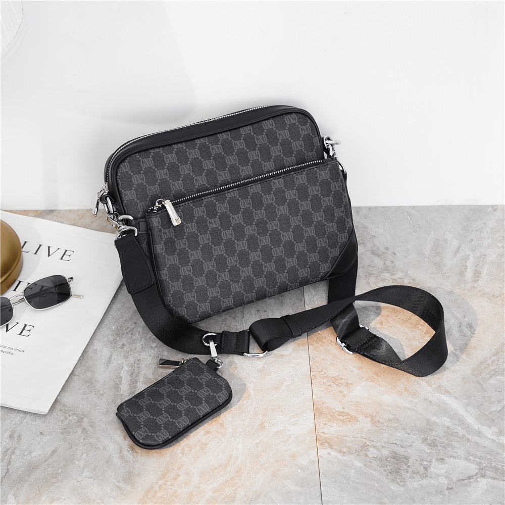 New Fashion Shoulder Bag Three-piece Checkered Pattern Messenger Small Square Bag Men