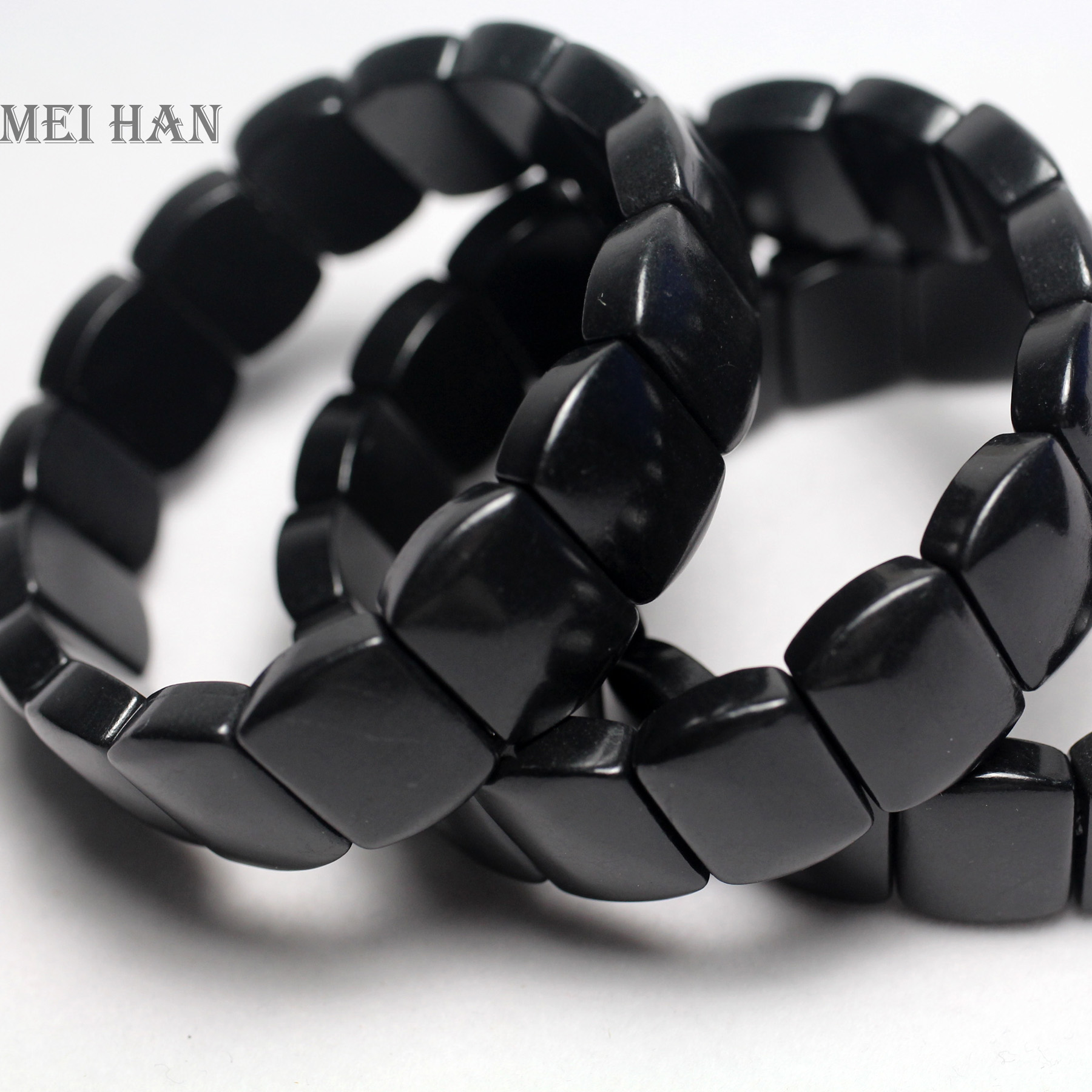Wholesale Natural Shungite 12*16 Elastic Cord Stone Bracelet Bangle Charm Gift For Jewelry Making 