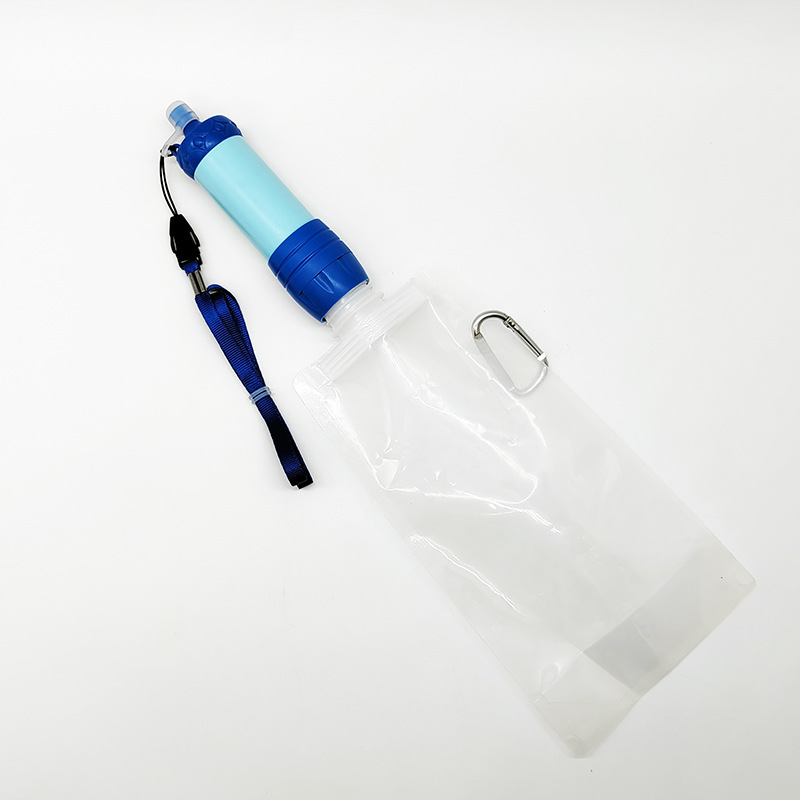 Quanji Survival Straw Water Filters Outdoor Camping Hiking Mini Water Filter Straw Portable Water Purifier Set 