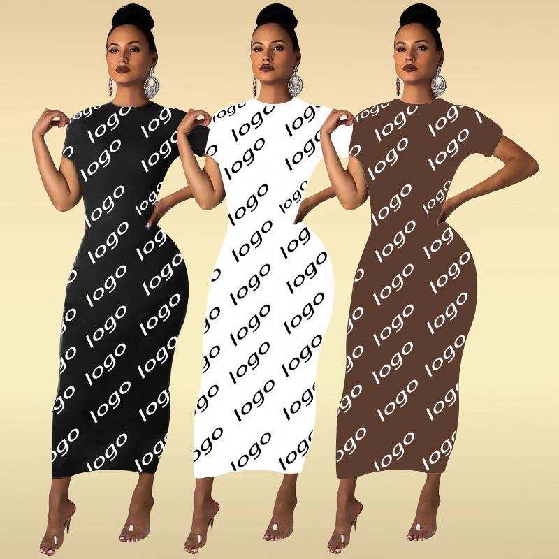 5 Colors European And American Women's Clothing Brand Fashion Casual Simple Short Sleeve Dress High Quality