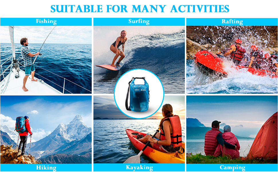 Waterproof Outdoor Sports Pvc Travel Custom Logo 2l 5l 10l 15l 20l 30l Pvc Ocean Camping Hiking Travelling Backpack 