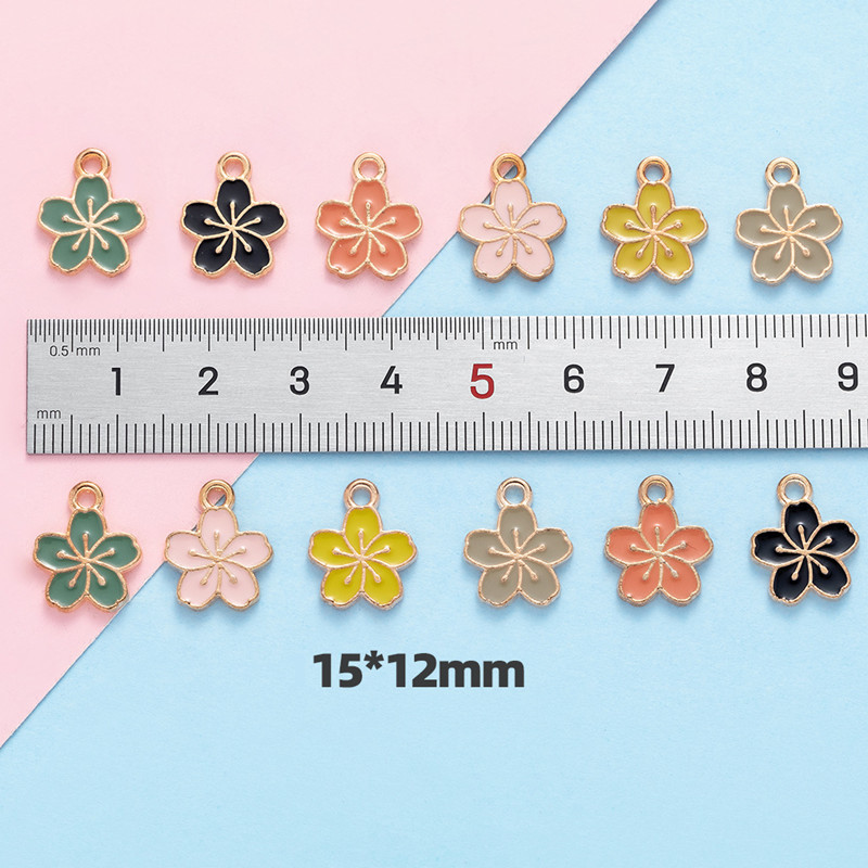 Enamel Cherry Blossoms Flower Charms Pendant For Jewelry Making Necklace Bracelet Earring Diy Jewelry Accessories Charms 