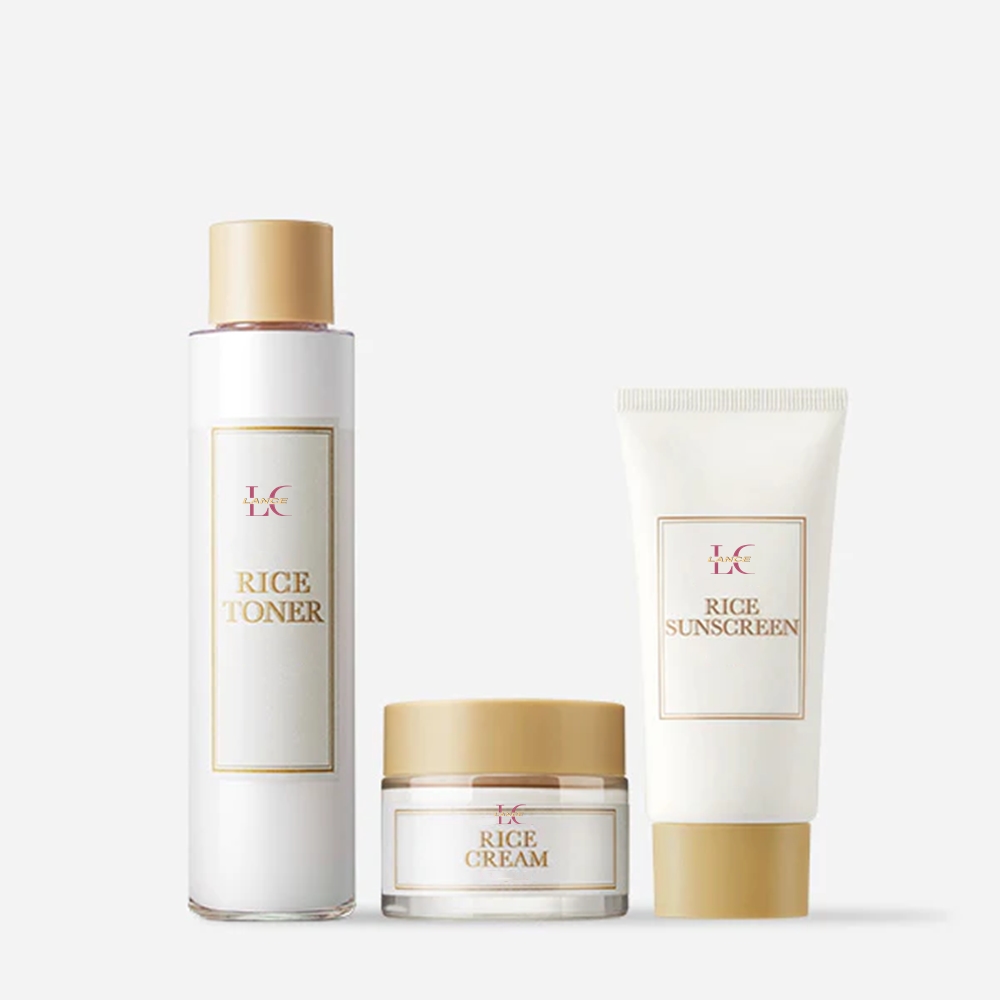 Korean Skin Care Products Private Label Vegan Organic Natural Rice Cream Skin Care Set Hydration Rice Extract Serum 