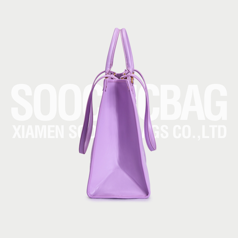 Oem Custom Logo Luxury Embossed Violet Square Leather Tote Bags For Women Purses 