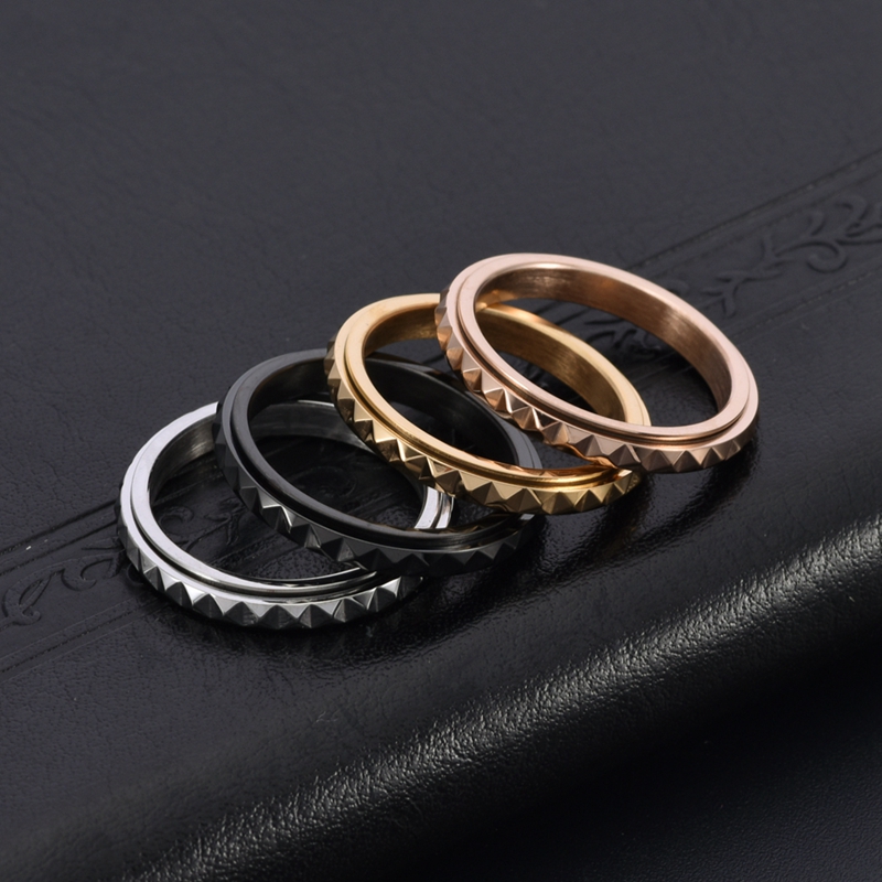 Anxiety Jewelry Fashion Rotatable Elegant Finger Ring Stainless Steel Spinning Fidget Ring 