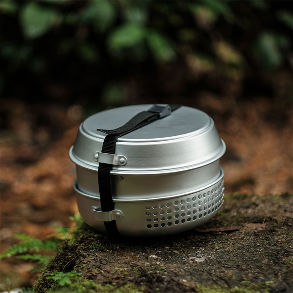 Outdoor Camping Storm Backpacking Alcohol Stove Picnic Portable Aluminum Alloy Folding Cooking Pot Set 