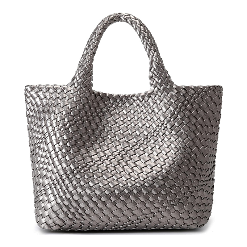 Woven Bag For Women Vegan Leather Tote Bag Large Summer Beach Travel Handbag And Purse Handmade Shoulder Bag 