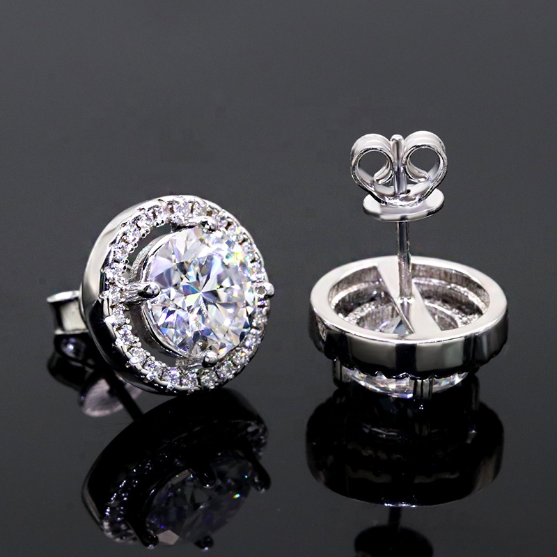 Delicate Sliver Earrings 0.5ct/1 Carat / 2 Carat Fashion Moissanite Jewelry Diamond Earrings Vvs White D Moissanite Earrings 