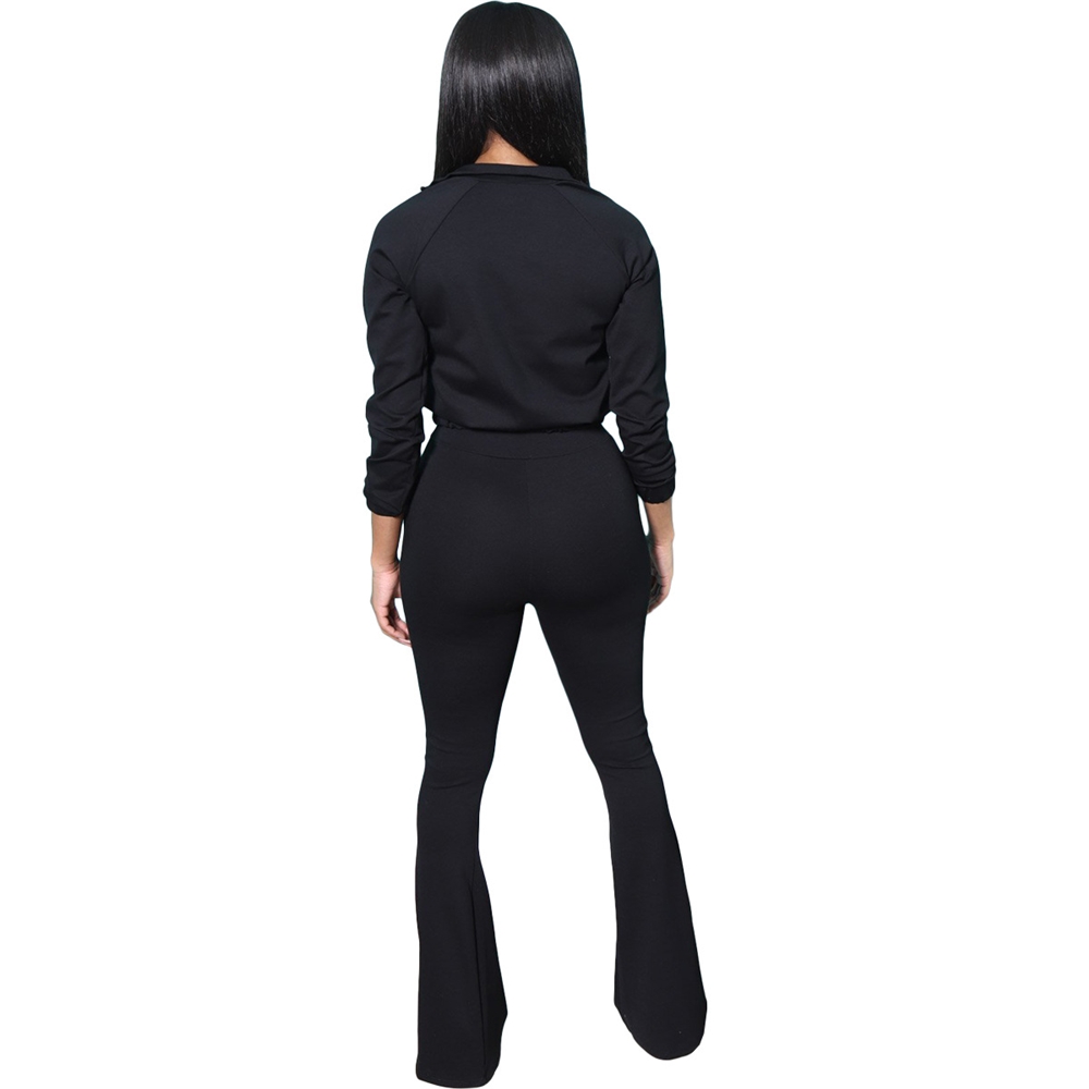 Md-2023 New083004 Wholesale Flare Pants Women's Trousers Two Piece Set Tracksuits Ladies Plain Lounge Wear Fall Clothes Stand