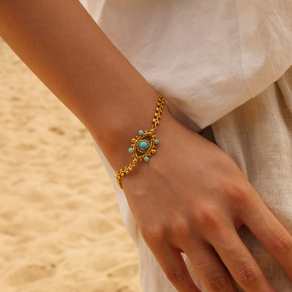 Fashion Jewelry Necklace Bracelets 2023 Stainless Steel Multi Layers Necklace 18k Gold Evil Eyes Jewelry Set 