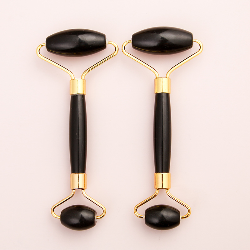 Hot Sales Skin Care Black Obsidian Face Roller Custom 100% Natural Beauty Products Facial Massager Set Jade Roller 