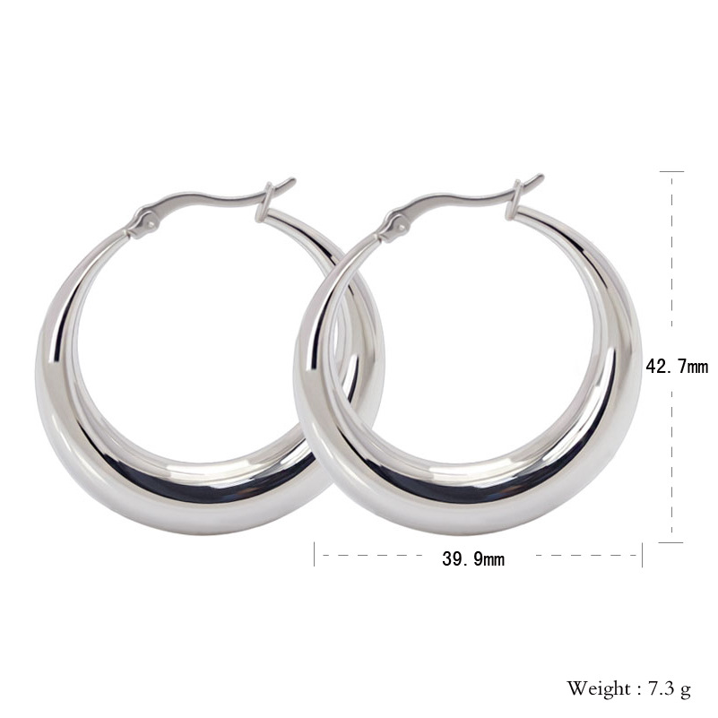 Big Round Hollow Earrings Trendy Silver Fashion Jewelry Wholesale Large Stainless Steel Hoop Earrings Women Ehe001 