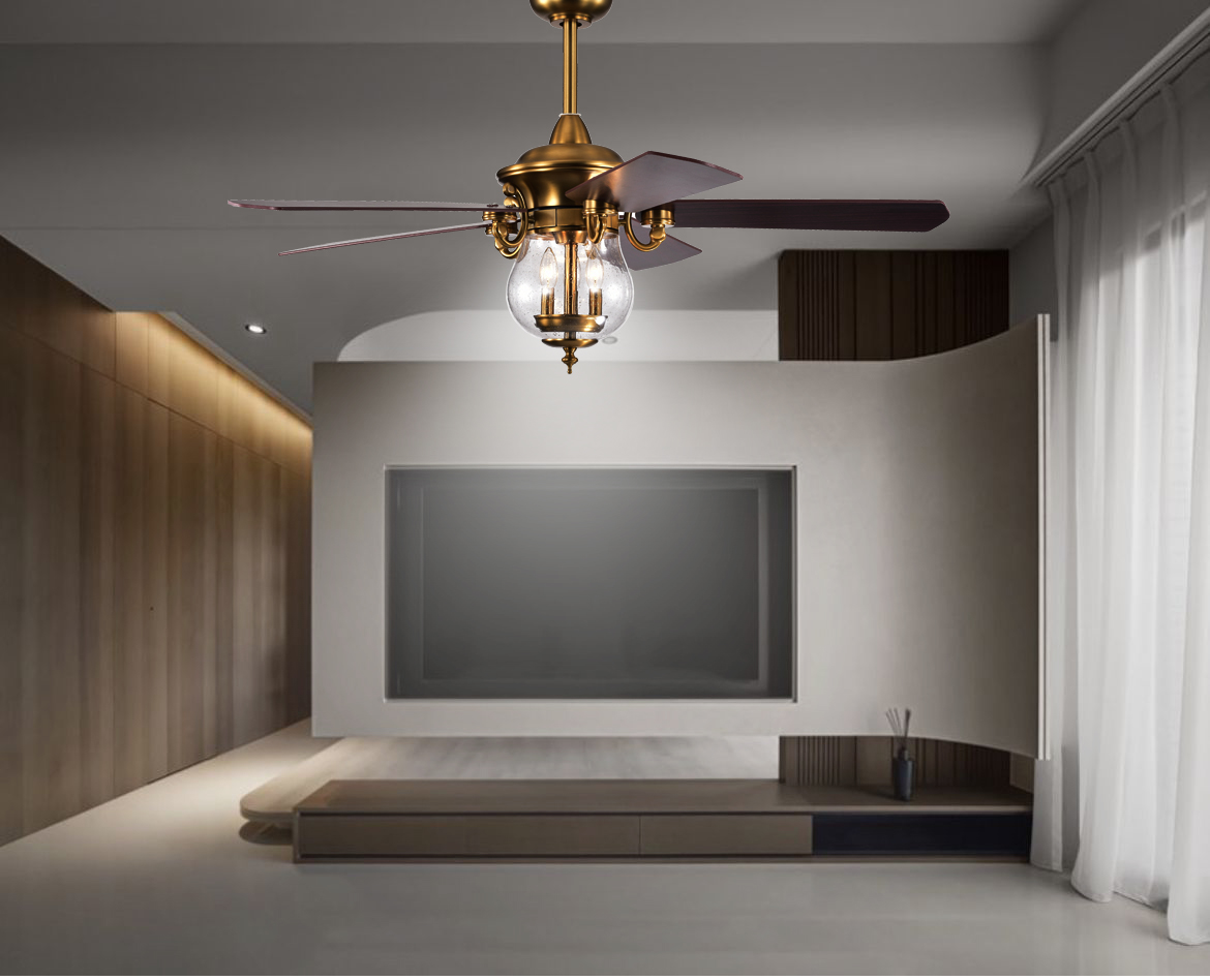 Europe Style 52 Inch Dc Motor Ceiling Fan Home Decorative Ceiling Fan With Light 