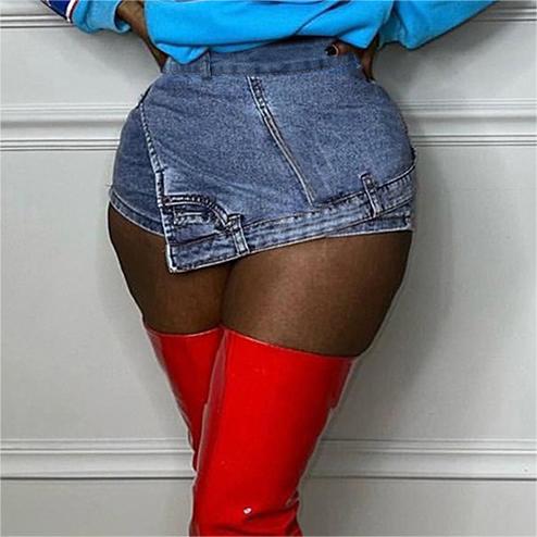 Boutique Women Tight Fashion Solid Color Denim Shorts Summer Clothing Tight Mini Shorts Denim