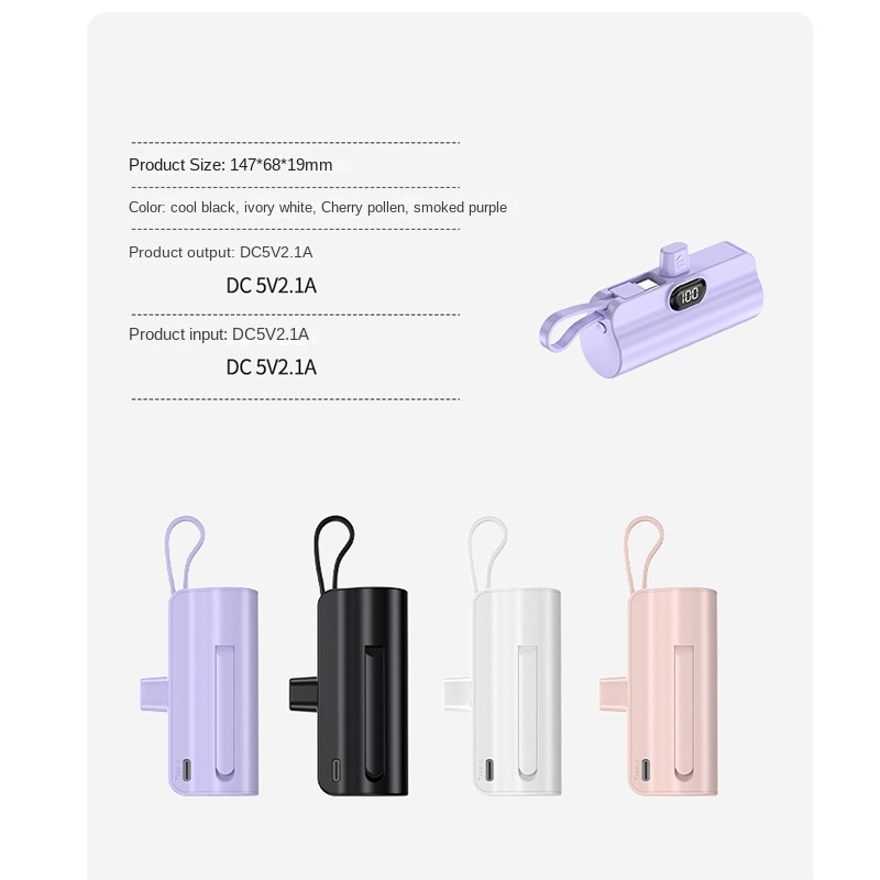 Portable Small External High Capacity Battery Mini 5000mah For Built-in Iphone Samsung Fast Charging Type C Charger Power Bank 