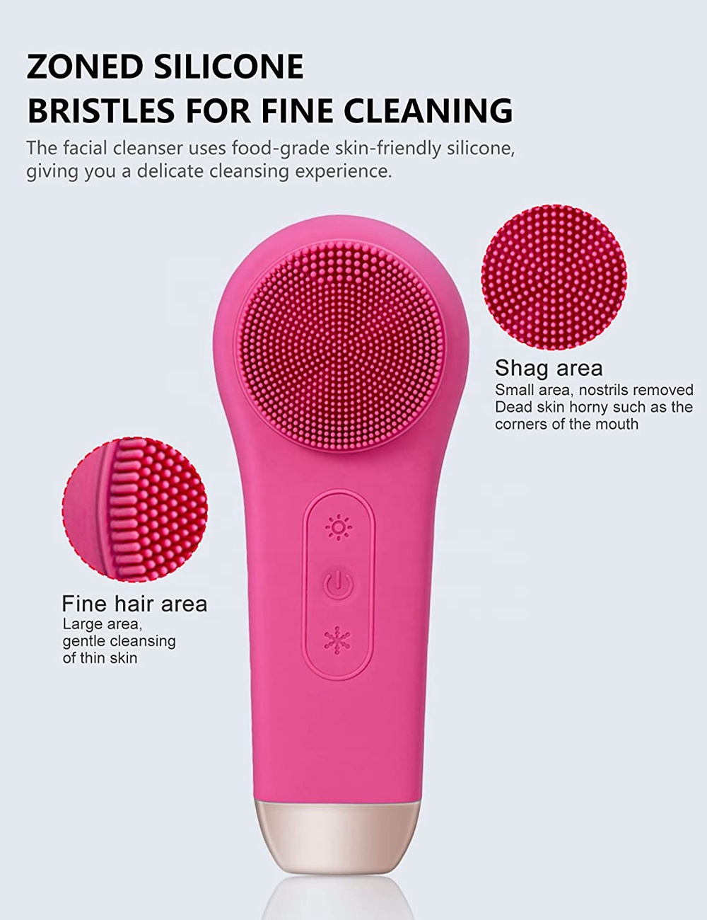 Professional Beauty Products Sonic Face Cleaner Cold Heat Photon Skin Care Face Massage Silicone Facial Cleansing Brush 