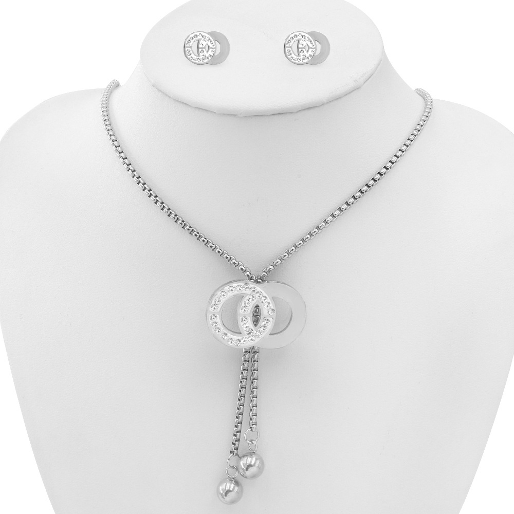 Acero Inoxidable De Joyas Inspired 18k Gold Plated Famous Brand Necklace Earrings Stainless Steel Jewelry Set For Women 