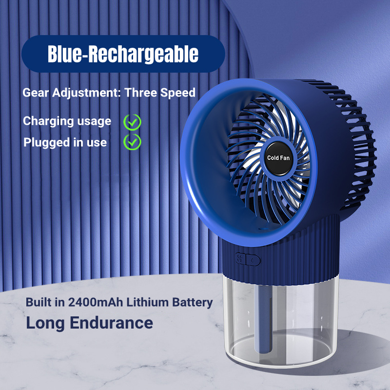 Home Appliance Desktop Water Cooled Mist Spray Fan Usb Rechargeable Portable Air Conditioning Electric Fan With Led Night Light 