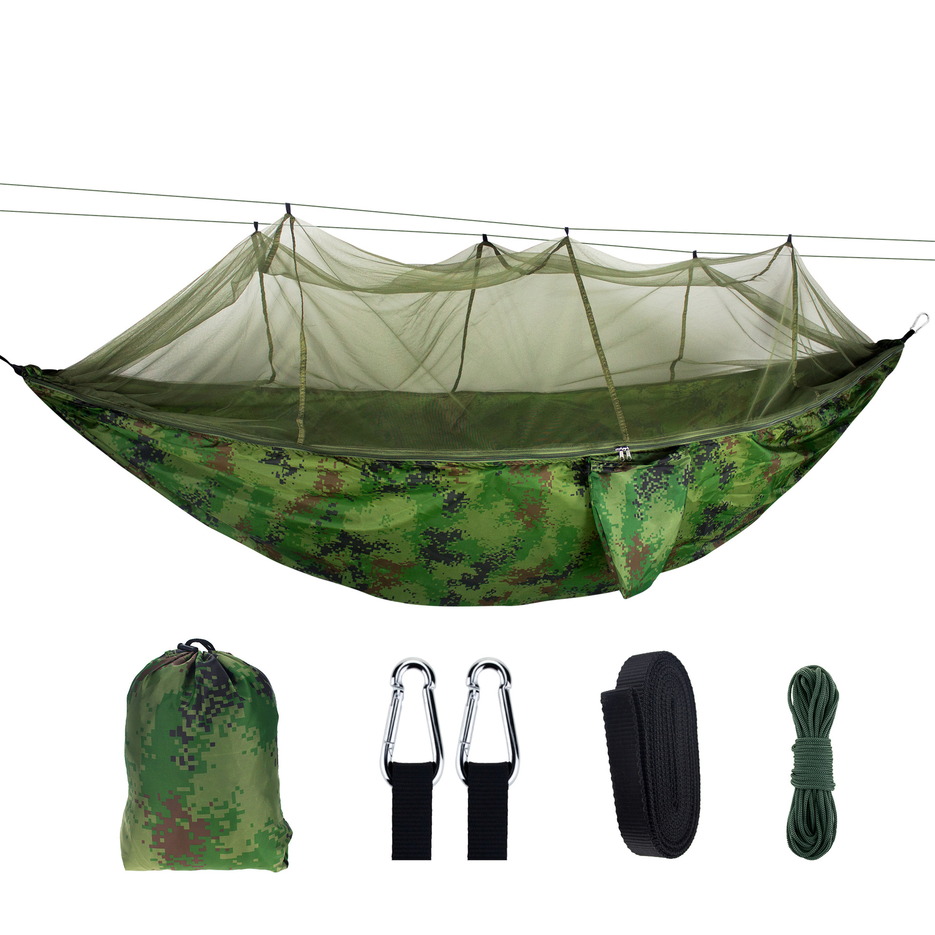 Low Moq Custom Logo Camping Hammock Outdoors,Double Swing Hanging Folding Parachute Hammock With Carry Bag 
