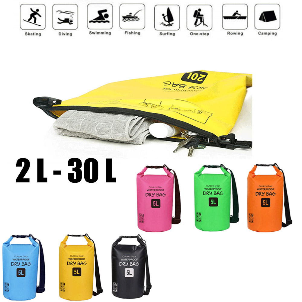 Wholesale 2l - 30l 500d Pvc Roll Top Waterproof Dry Bag Outdoor Sports Climbing Surfing Travel Bags 