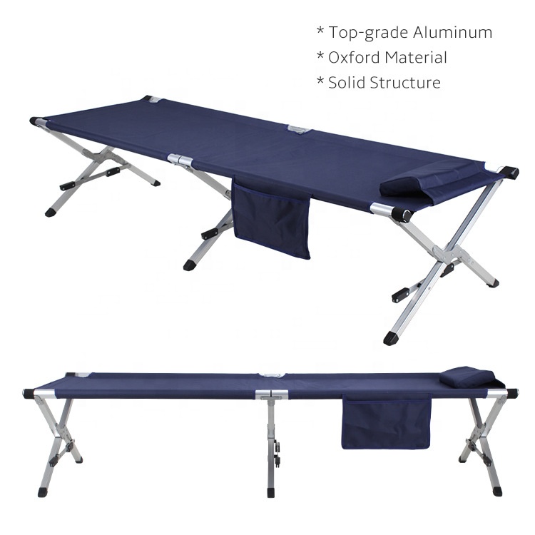 Portable Oem Aluminum Outdoor Oxford Sports Uniuersal Folding Sleeping Camp Cot Camping Bed Ultralight 