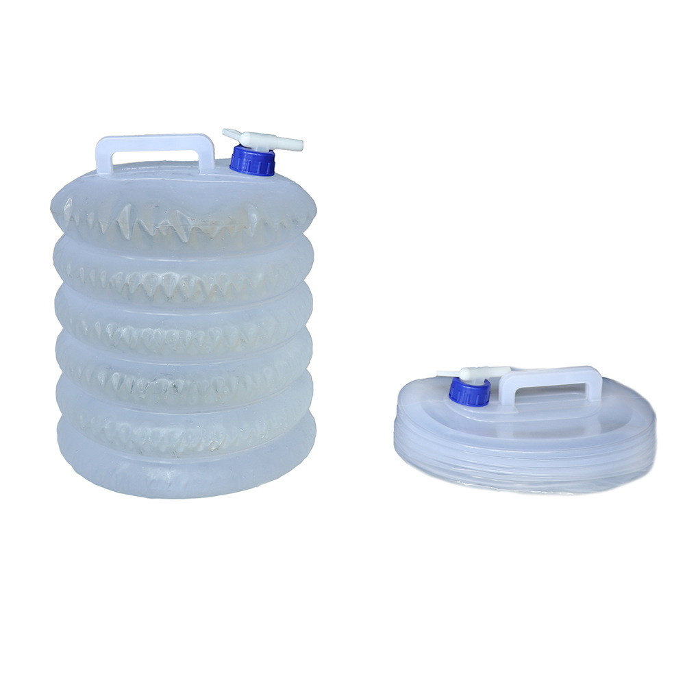Outdoor Telescopic Plastic Bucket 5l-15l Portable Camping Car Nail Self Contained Faucet Folding Water Bag Pe 