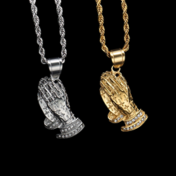 Wholesale Fashion Stainless Steel Pendant Jewelry Crystal Rhinestone Necklace Devil's Eye Pendant Hiphop For Men 