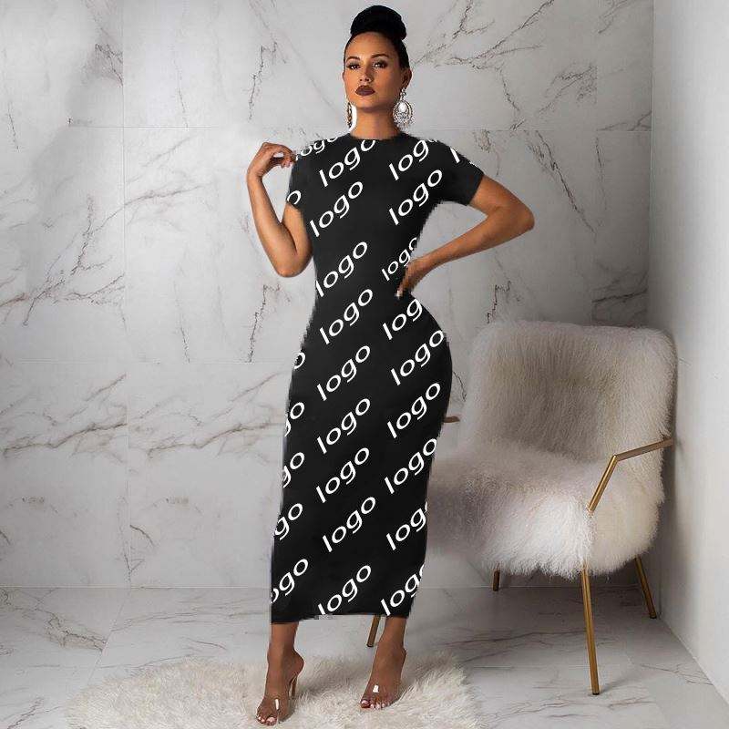 5 Colors European And American Women's Clothing Brand Fashion Casual Simple Short Sleeve Dress High Quality